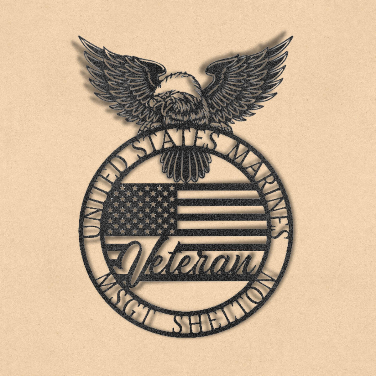 Personalized US Veteran Metal Sign: USA Flag, Military Gift