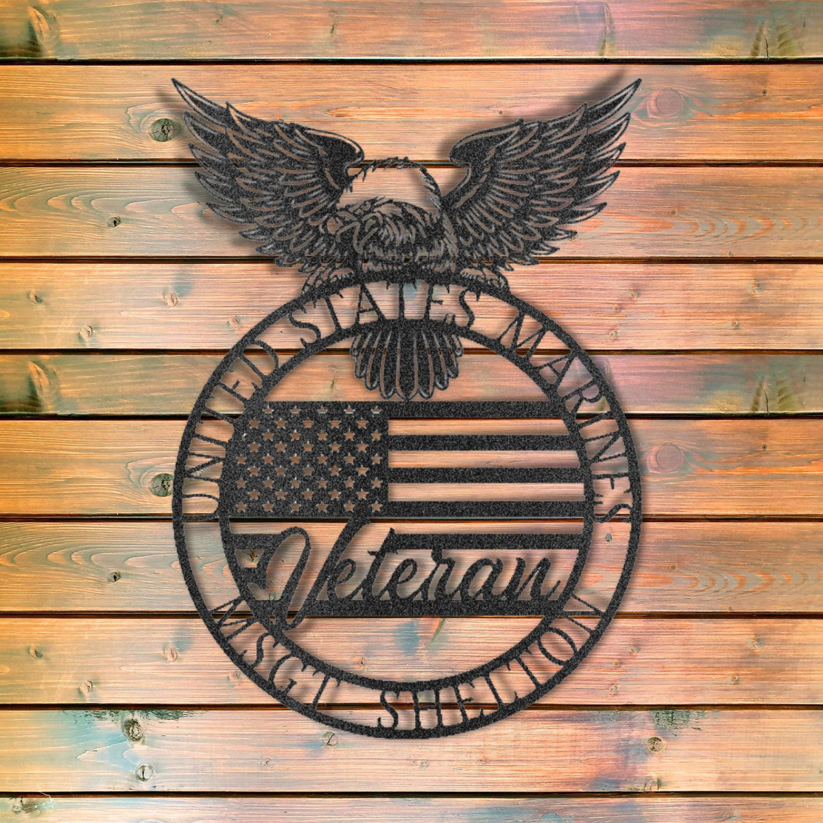 Personalized US Veteran Metal Sign: USA Flag, Military Gift