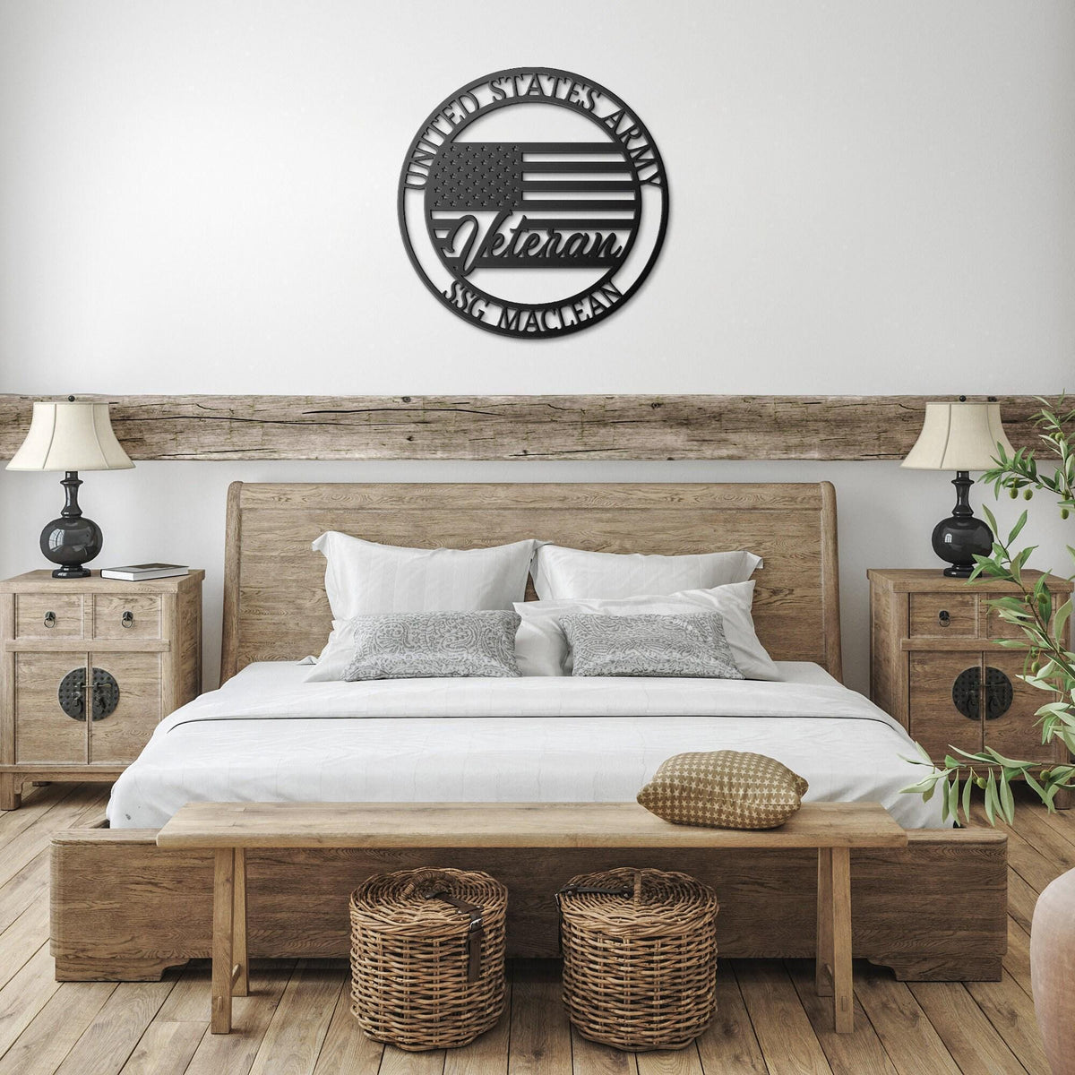 Personalized US Army Veteran Metal Sign: USA Flag Decor