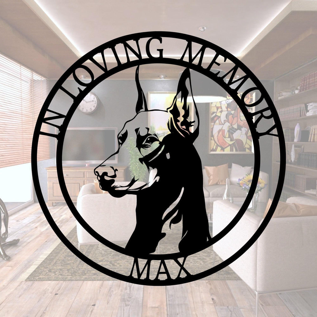 Doberman Pinscher Memorial Sign: Custom Metal Pet Loss Gift