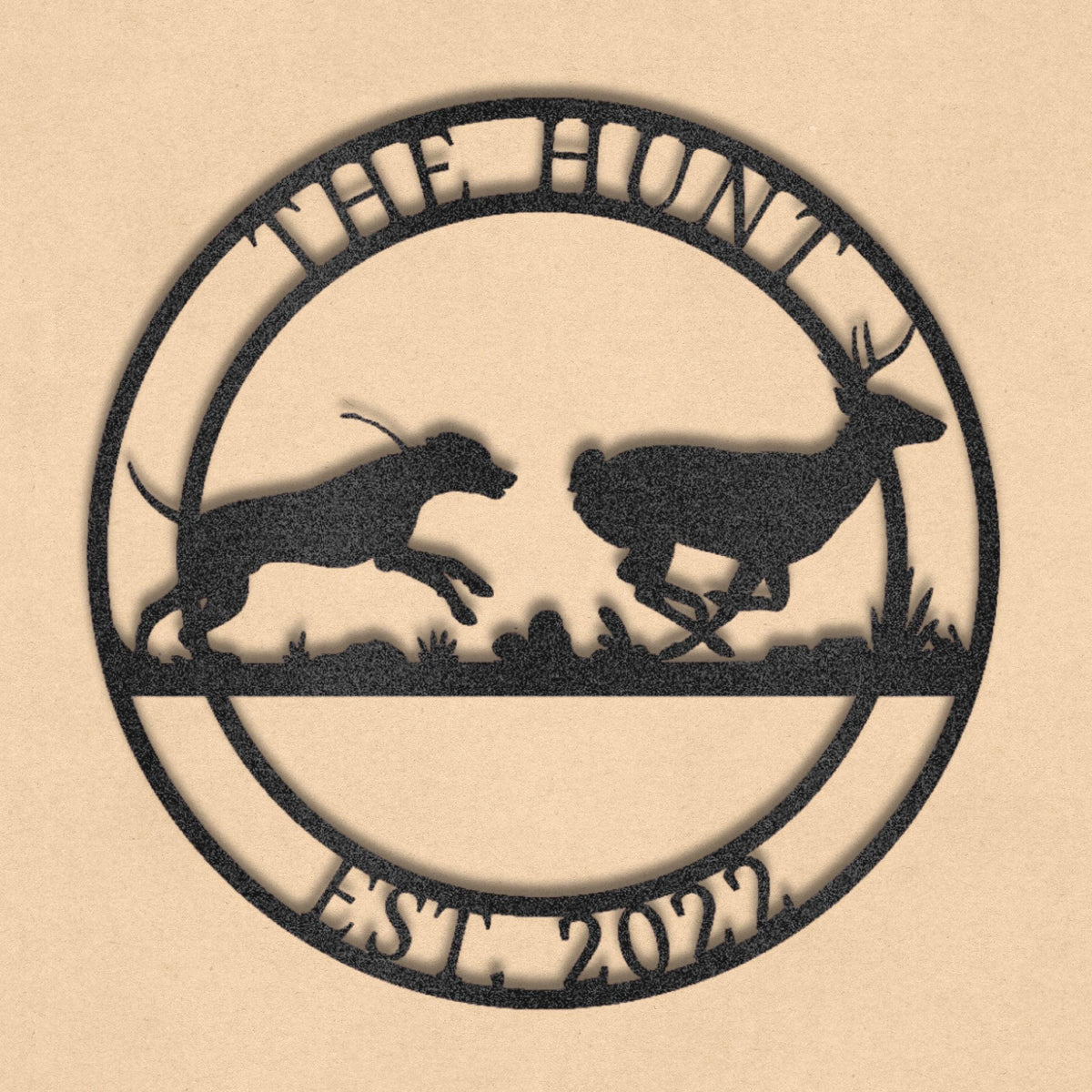 Custom Deer Hound Metal Sign: Personalized Family Name Wall Decor
