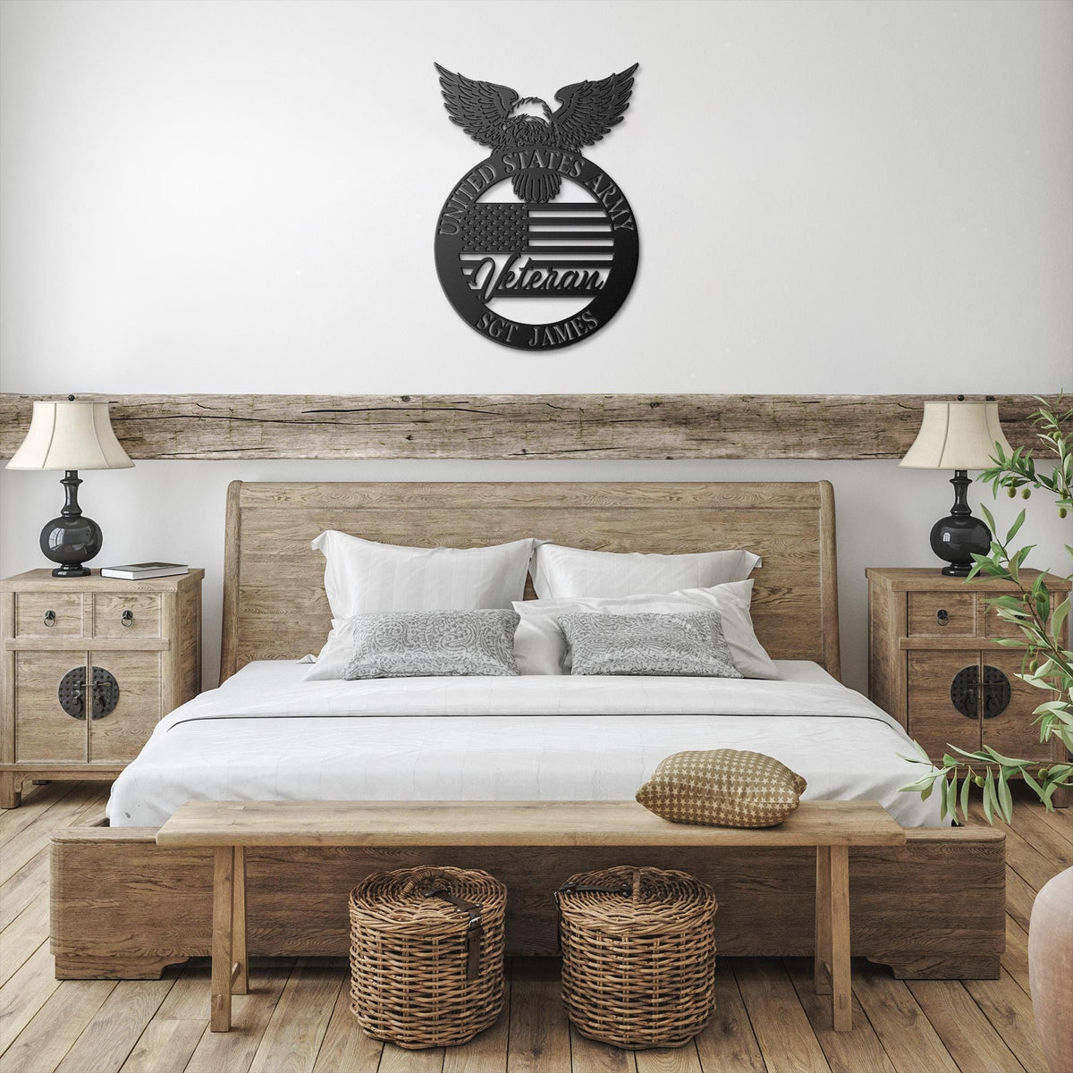Personalized US Army Veteran Metal Sign: USA Flag Decor