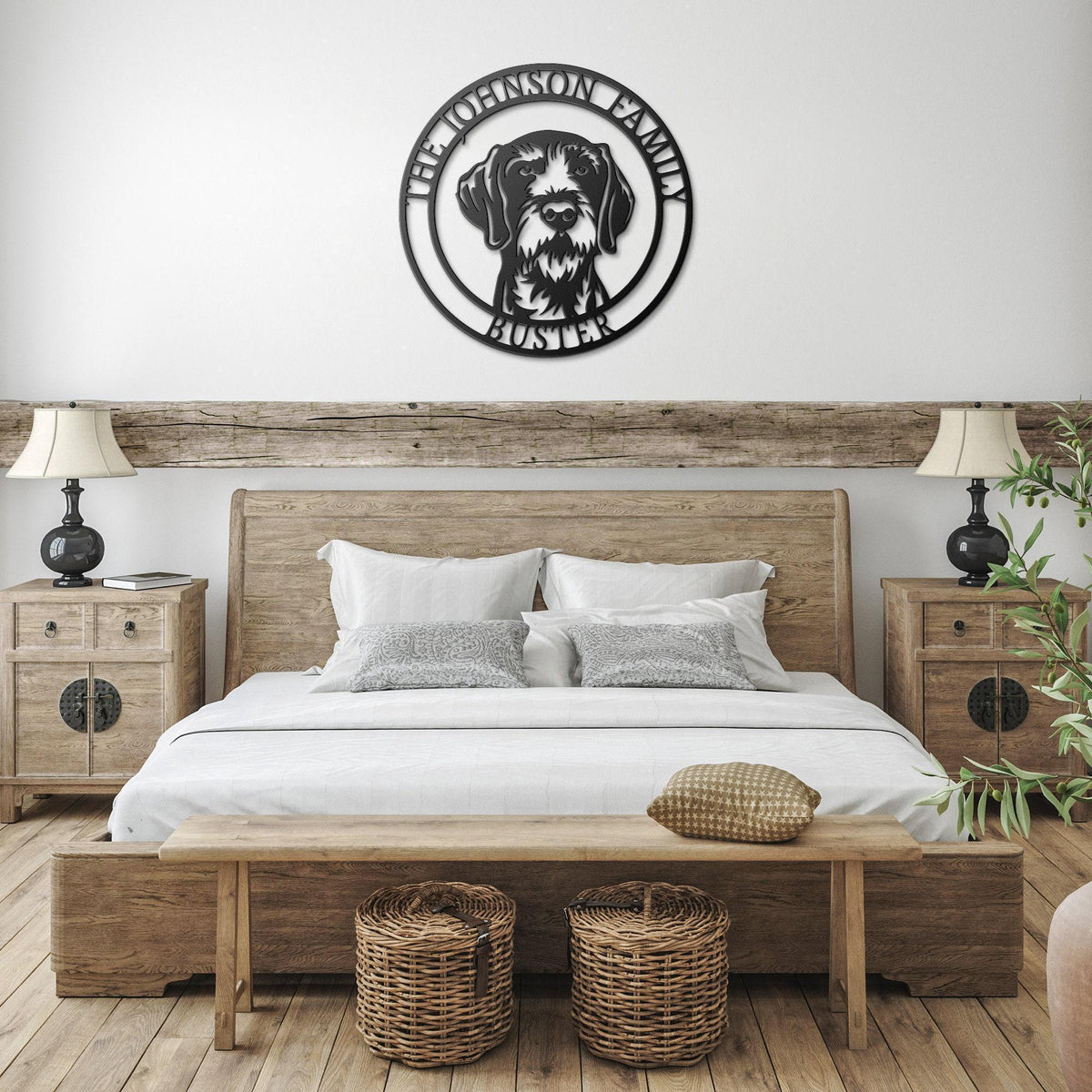 German Wirehaired Pointer Family Name Metal Sign: Dog Memorial Gift