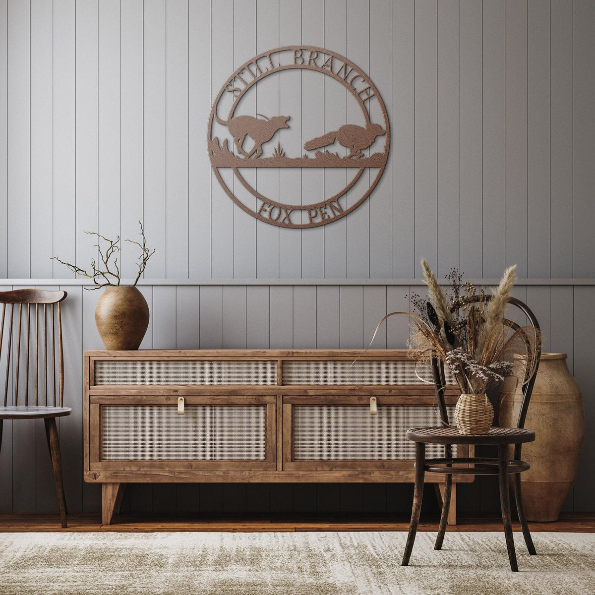 Custom Hound &amp; Fox Metal Sign: Ranch Home Decor