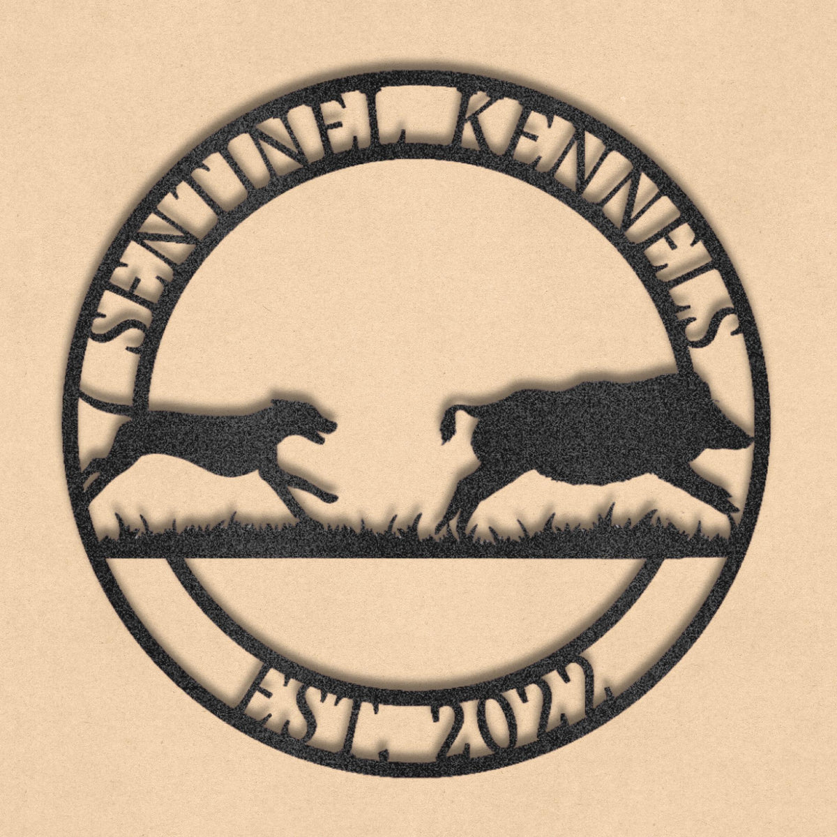 Custom Hound Metal Sign: Ranch Name, Hog Hunting Decor