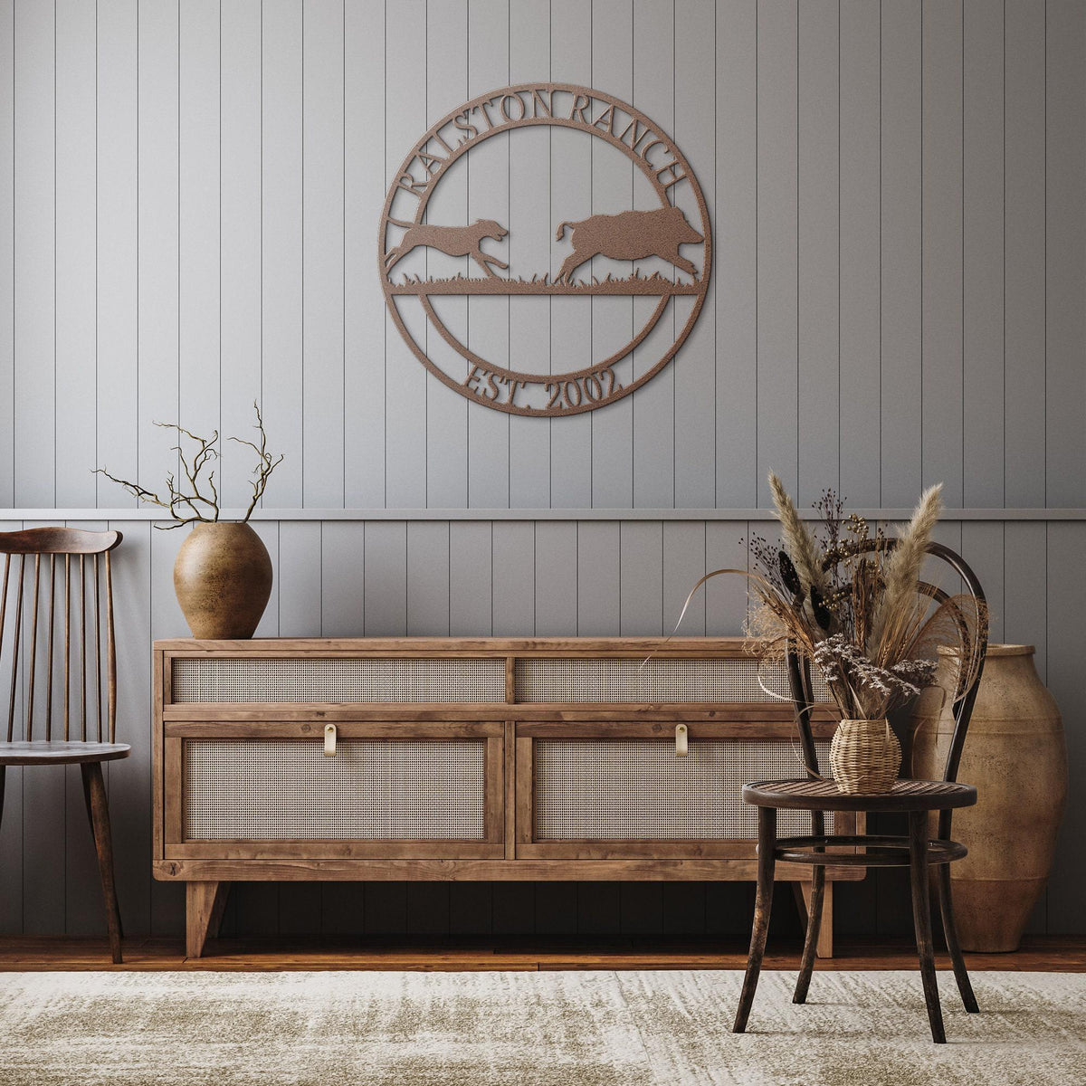 Custom Hound Metal Sign: Ranch Name, Hog Hunting Decor