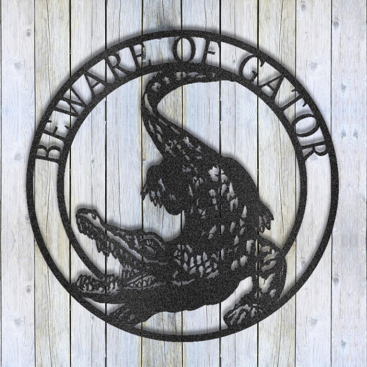 Gator Silhouette Metal Sign: Alligator Home &amp; Garden Decor