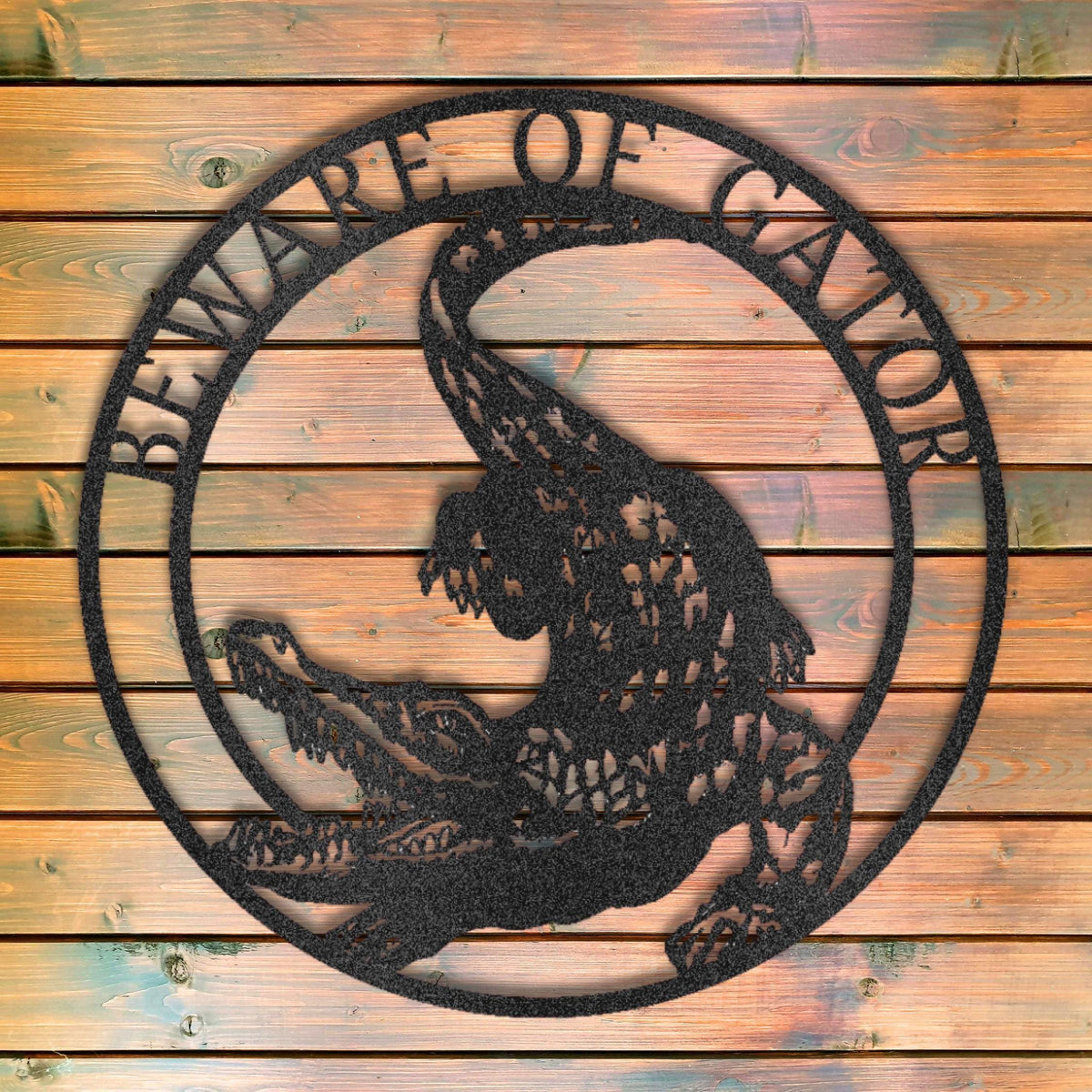 Gator Silhouette Metal Sign: Alligator Home &amp; Garden Decor