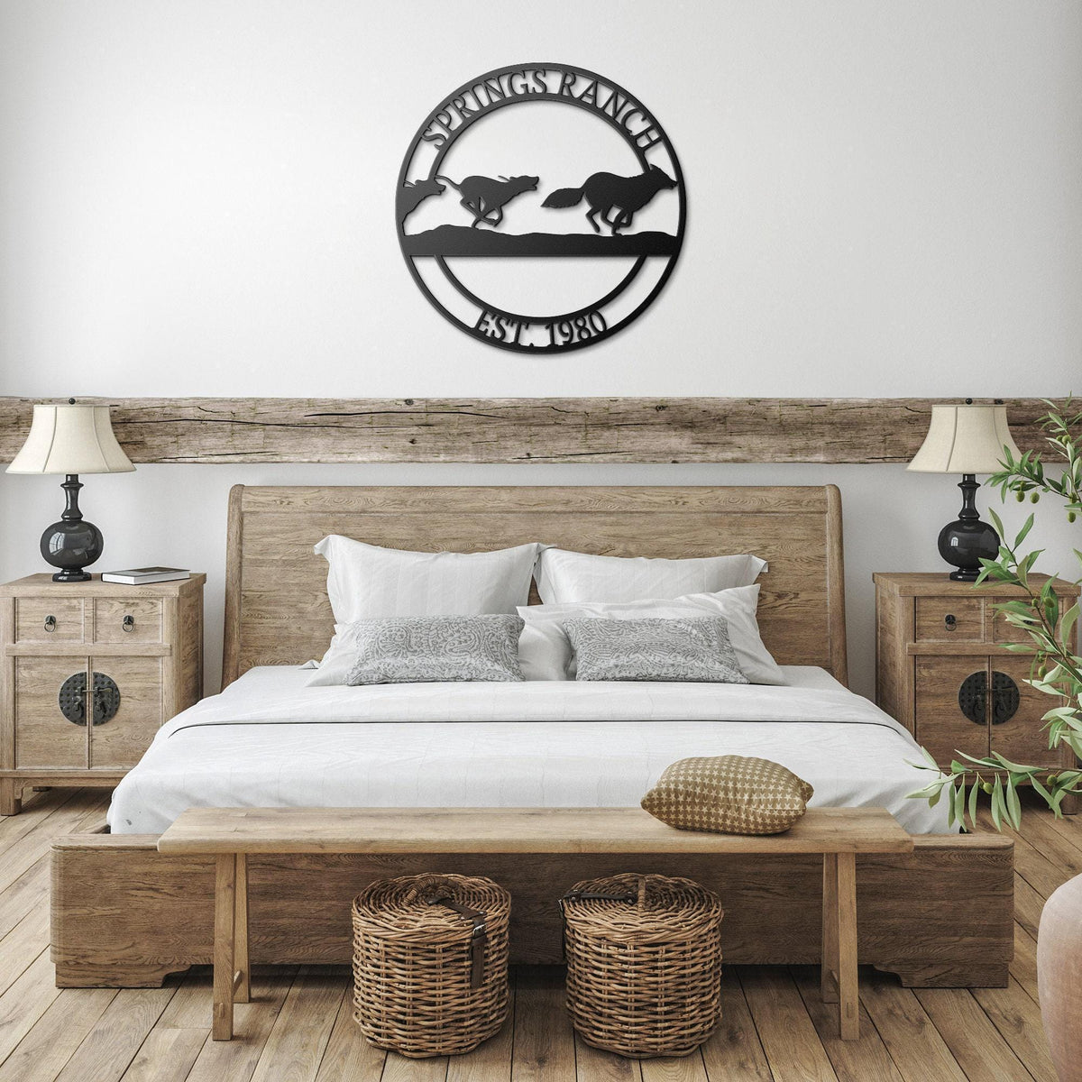 Custom Hound Metal Sign: Ranch Name, Coyote Hunting Decor