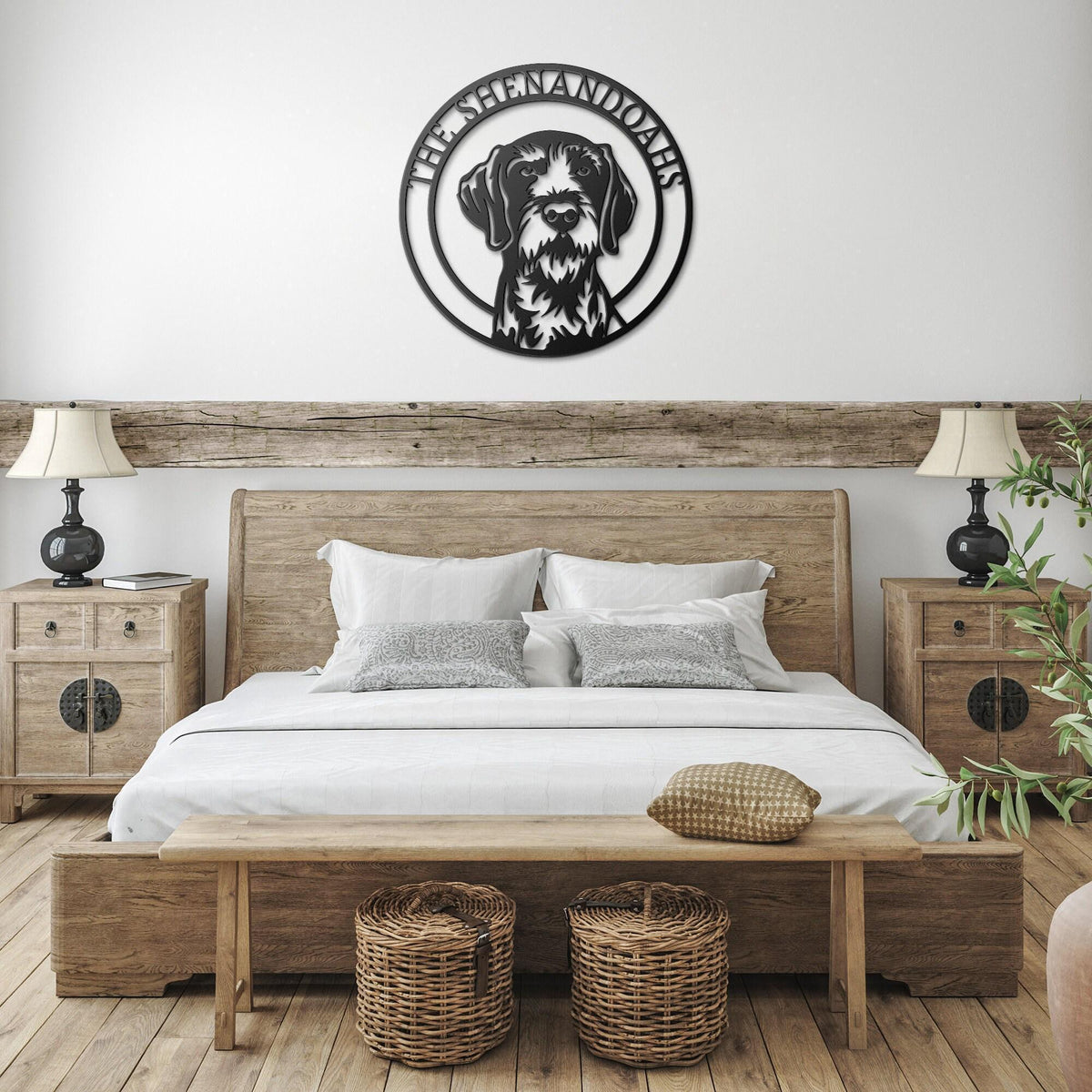 German Wirehaired Pointer Family Name Metal Sign: Dog Memorial Art