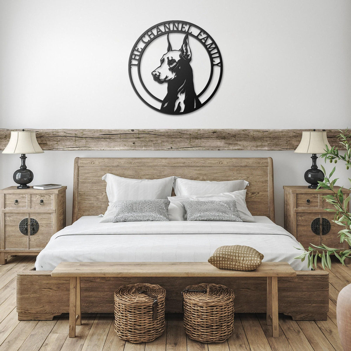 Personalized Doberman Family Name Metal Sign: Dog Memorial Art