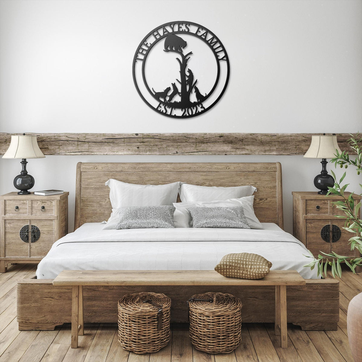 Treed Bear Metal Sign: Hunting Dog Home Decor