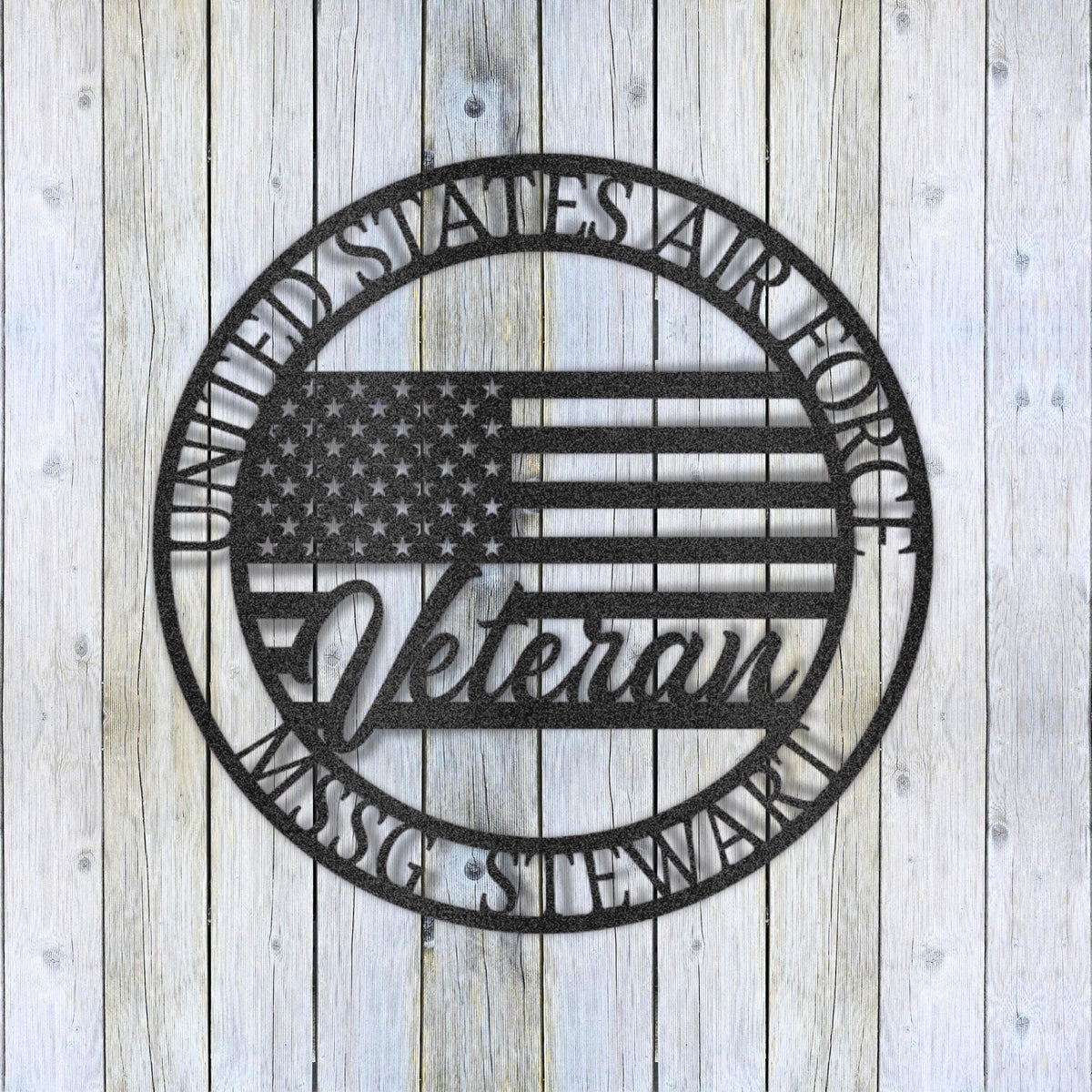 Personalized US Air Force Veteran Metal Sign - USA Flag Gift