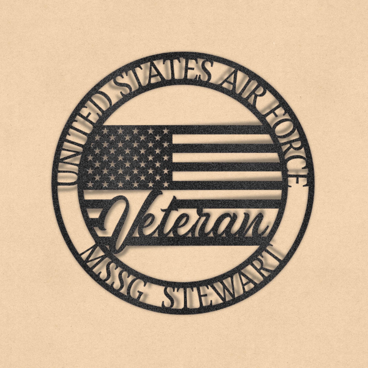 Personalized US Air Force Veteran Metal Sign - USA Flag Gift