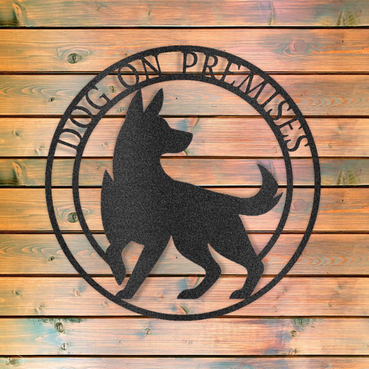 German Shepherd On Premises Metal Sign: Farmhouse Security, Dog Lover Gift