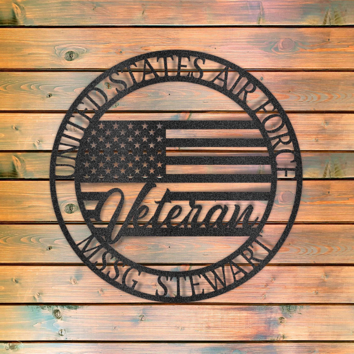 Personalized US Air Force Veteran Metal Sign - USA Flag Gift