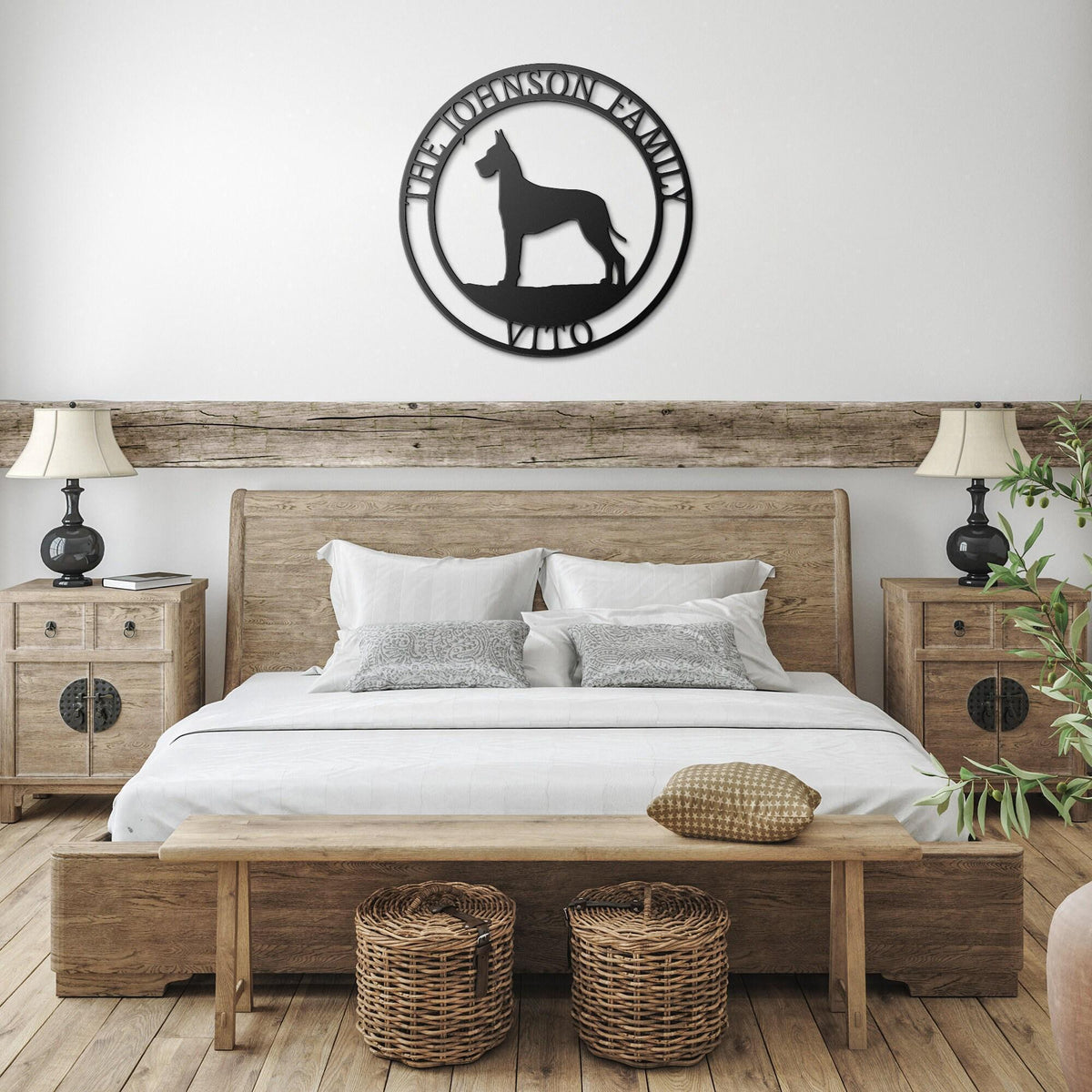 Personalized Dane Family Name Metal Sign, Dog Memorial Art