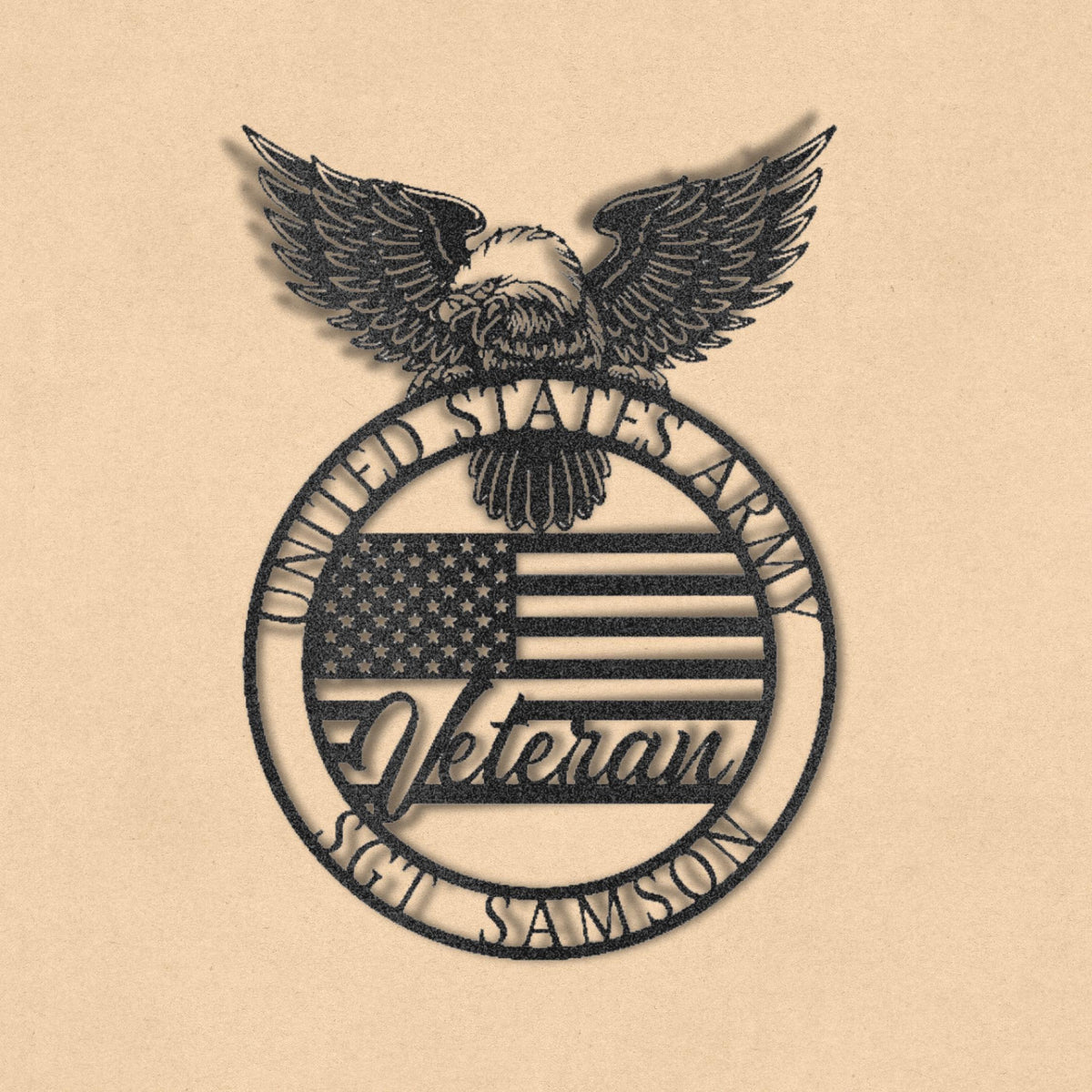 Personalized US Army Veteran Metal Sign: USA Flag Decor