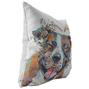 American Staffordshire Terrier Pillow with Heart Wreath