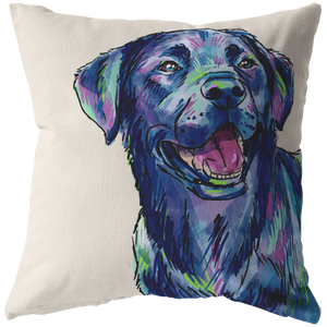Black Lab Pillow Cover, Print on Front Side Only,