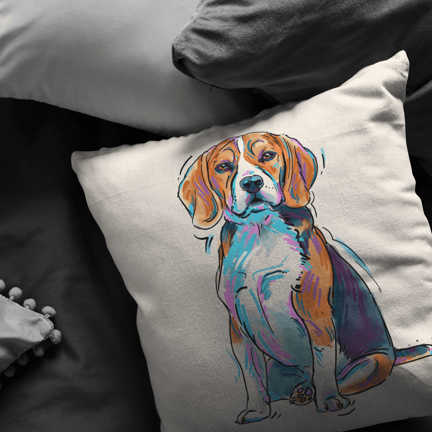 Beagle Pillow Cover Only One Sided Print, No Insert Included, No Home is Complete Without a Beagle,