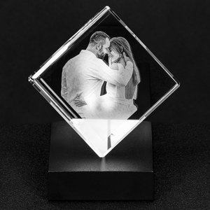 Cut Corner Cube - Personalized Crystal