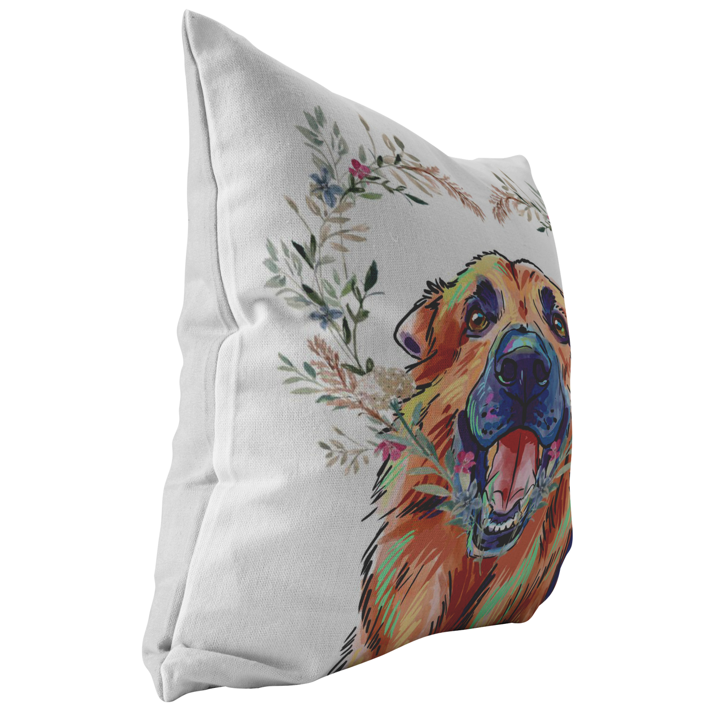 German Shepherd PIllow with Heart Wreath