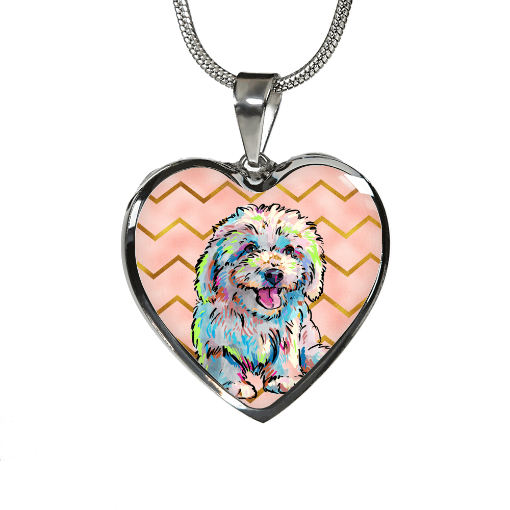 Bichon Frise heart-shaped necklace pendant