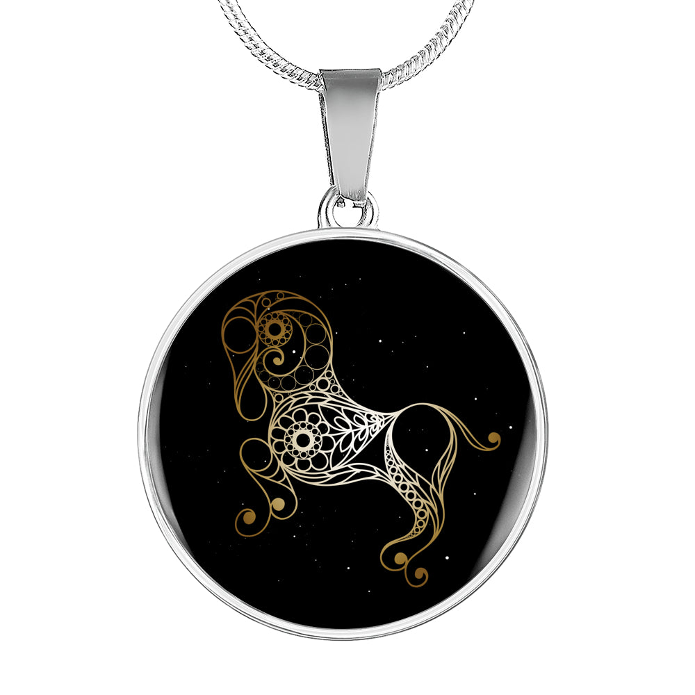 Aries Zodiac Personalized Pendant Necklace with Engraved Message on Back