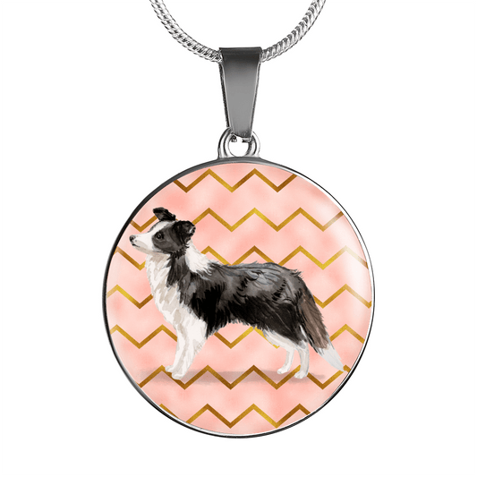Border Collie Circle Shaped Necklace