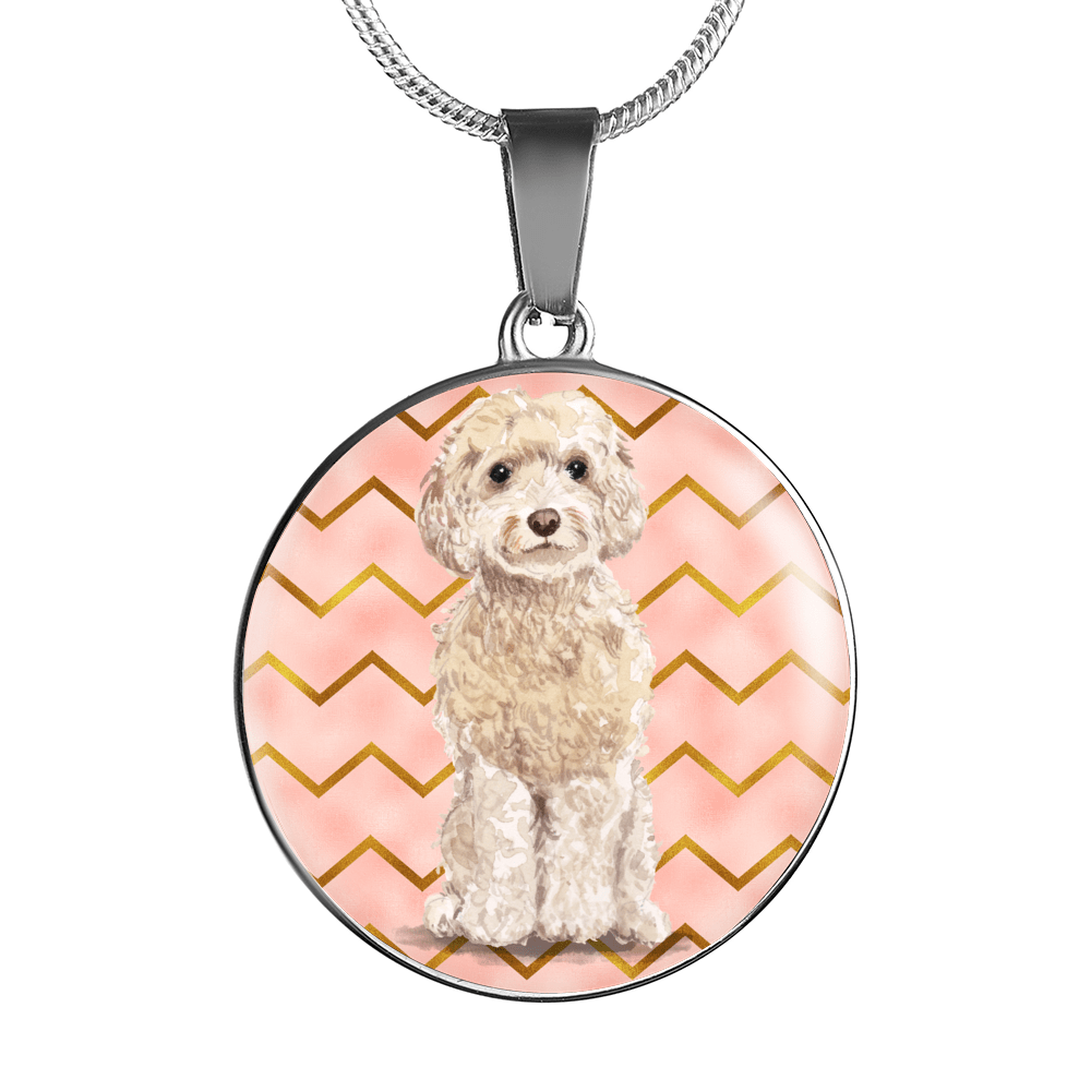 Champagne Cockapoo Circle Shaped Necklace