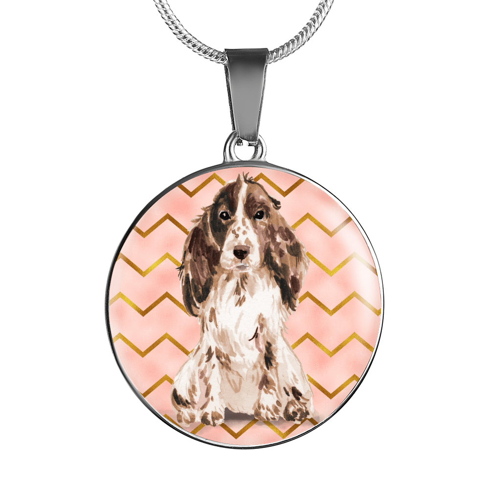 Brown Cockerspaniel Circle Shaped Necklace