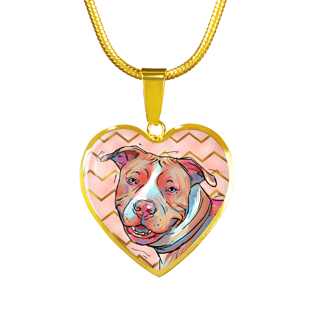 Brown Pitbull Heart Necklace