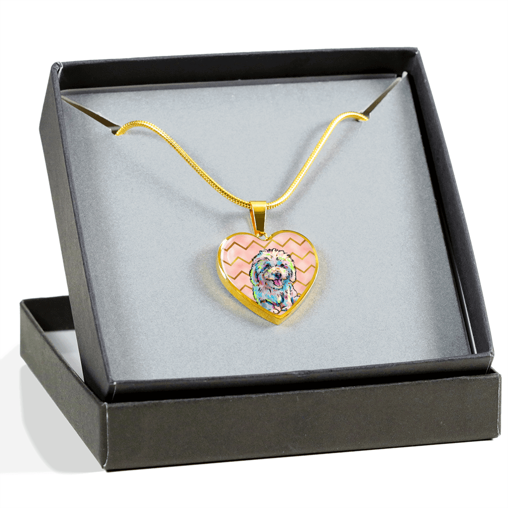 Bichon Frise heart-shaped necklace pendant