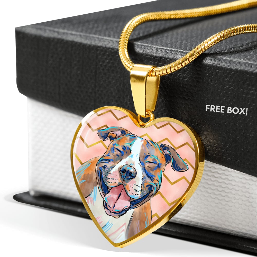american staffordshire terrier heart necklace