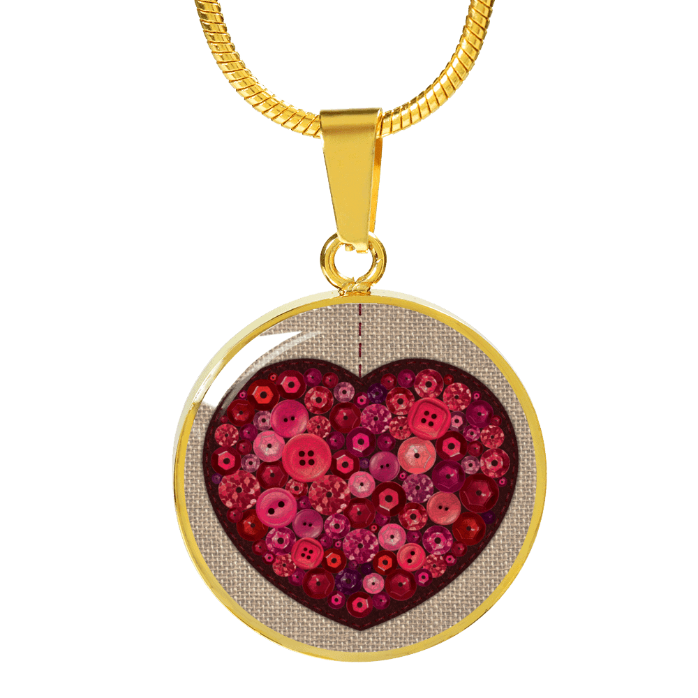 Quilt & Sequin Hessian Heart Necklace