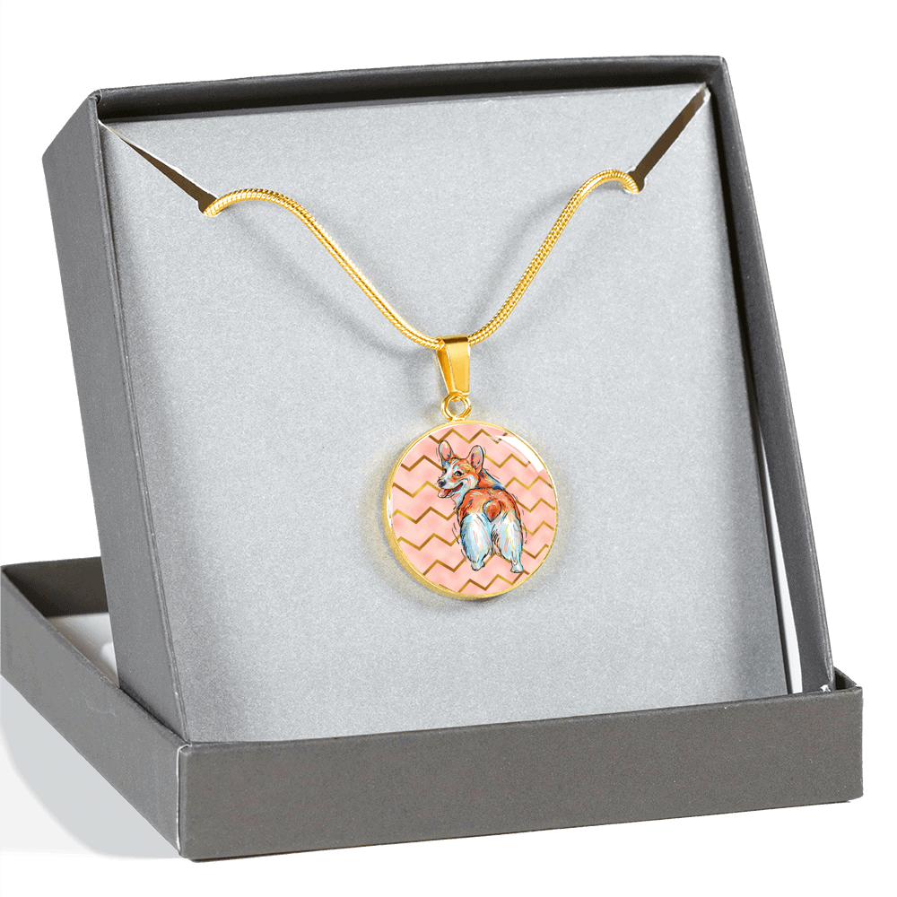 Corgi Circle Charm Necklace