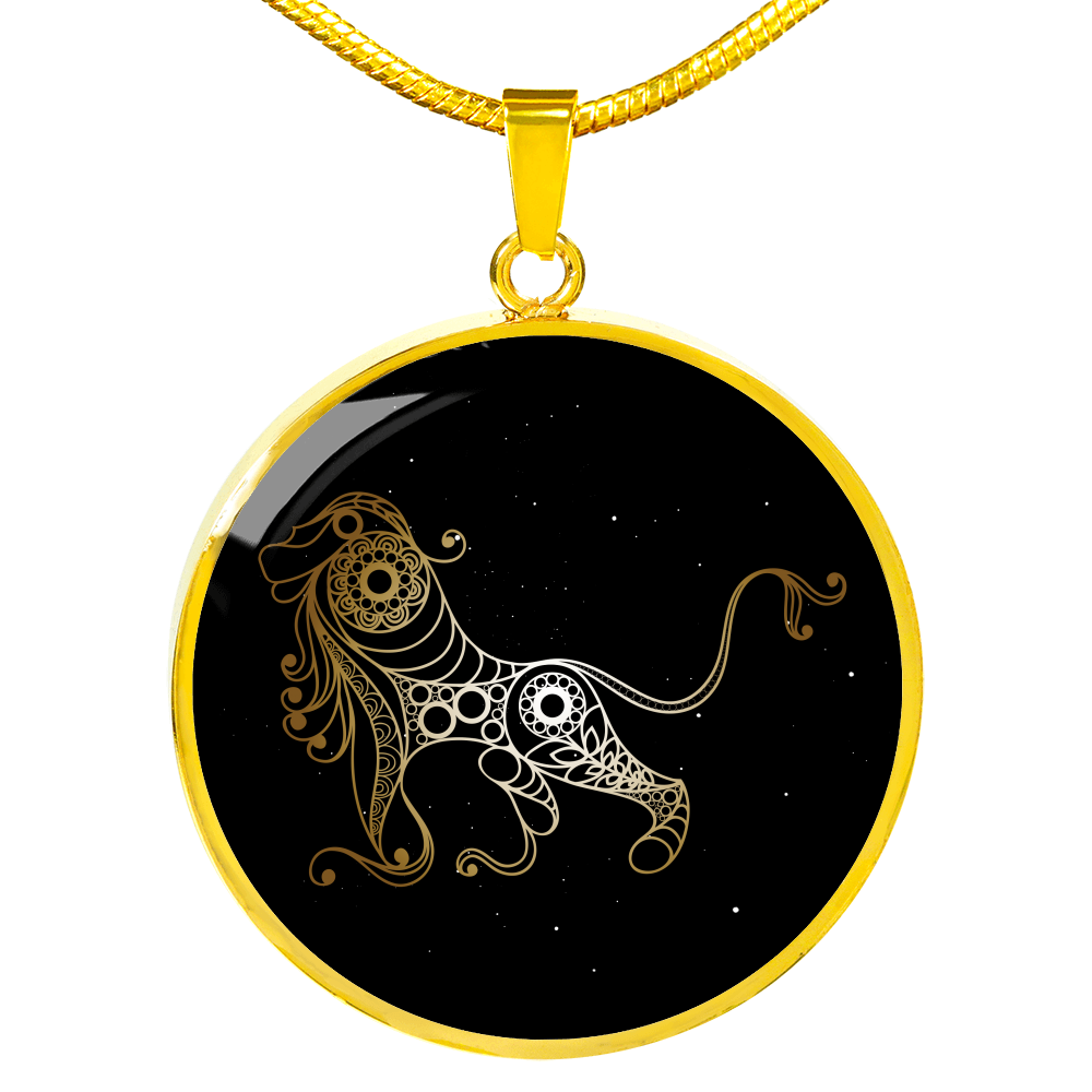 Leo Zodiac Personalized Pendant Necklace with Engraved Message on Back