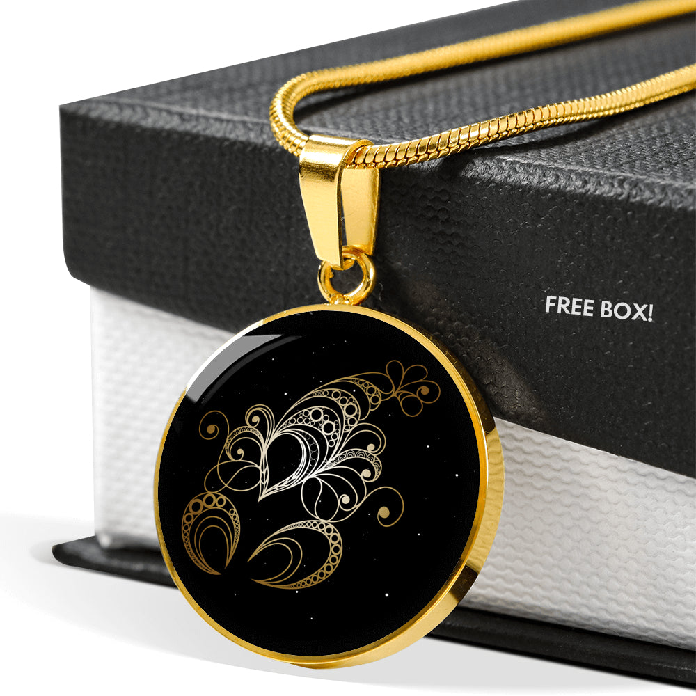 Canceer Zodiac Personalized Pendant Necklace with Engraved Message on Back