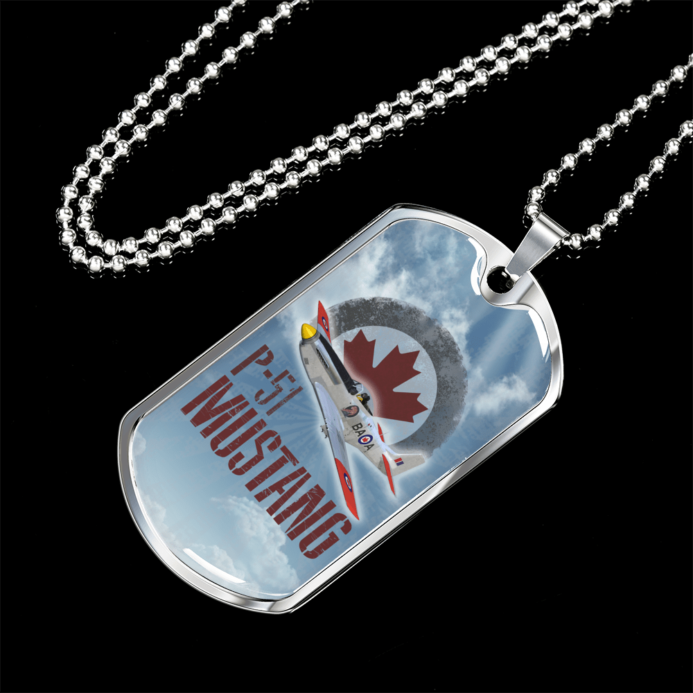 Personalized Jewelry Dog Tag Stainless Steel or 18k Gold Plating P-51 Mustang