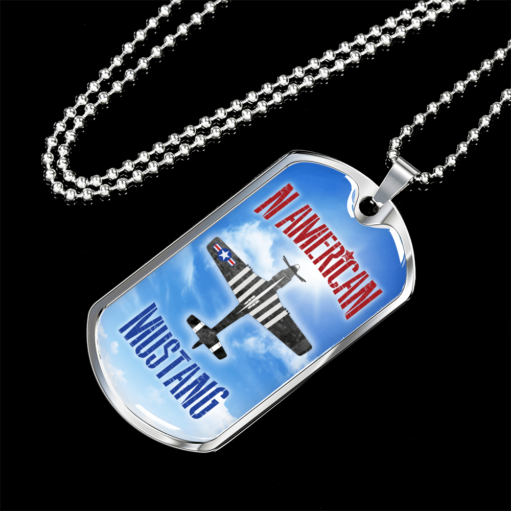 Personalized Jewelry Dog Tag Stainless Steel or 18k Gold Plating North American Mustang