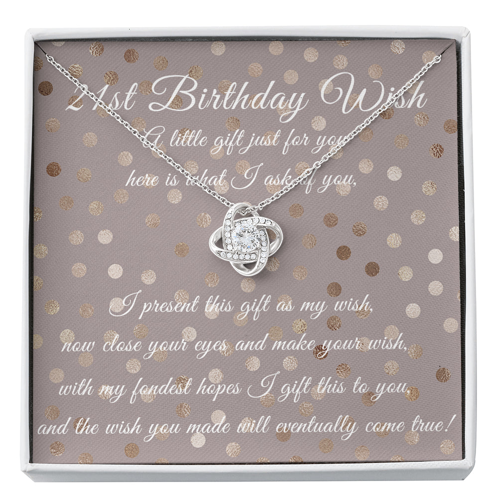 21st Birthday Wish, Birthday Gift Necklace, Jewelry Gift for Her, 21st Birthday Card,