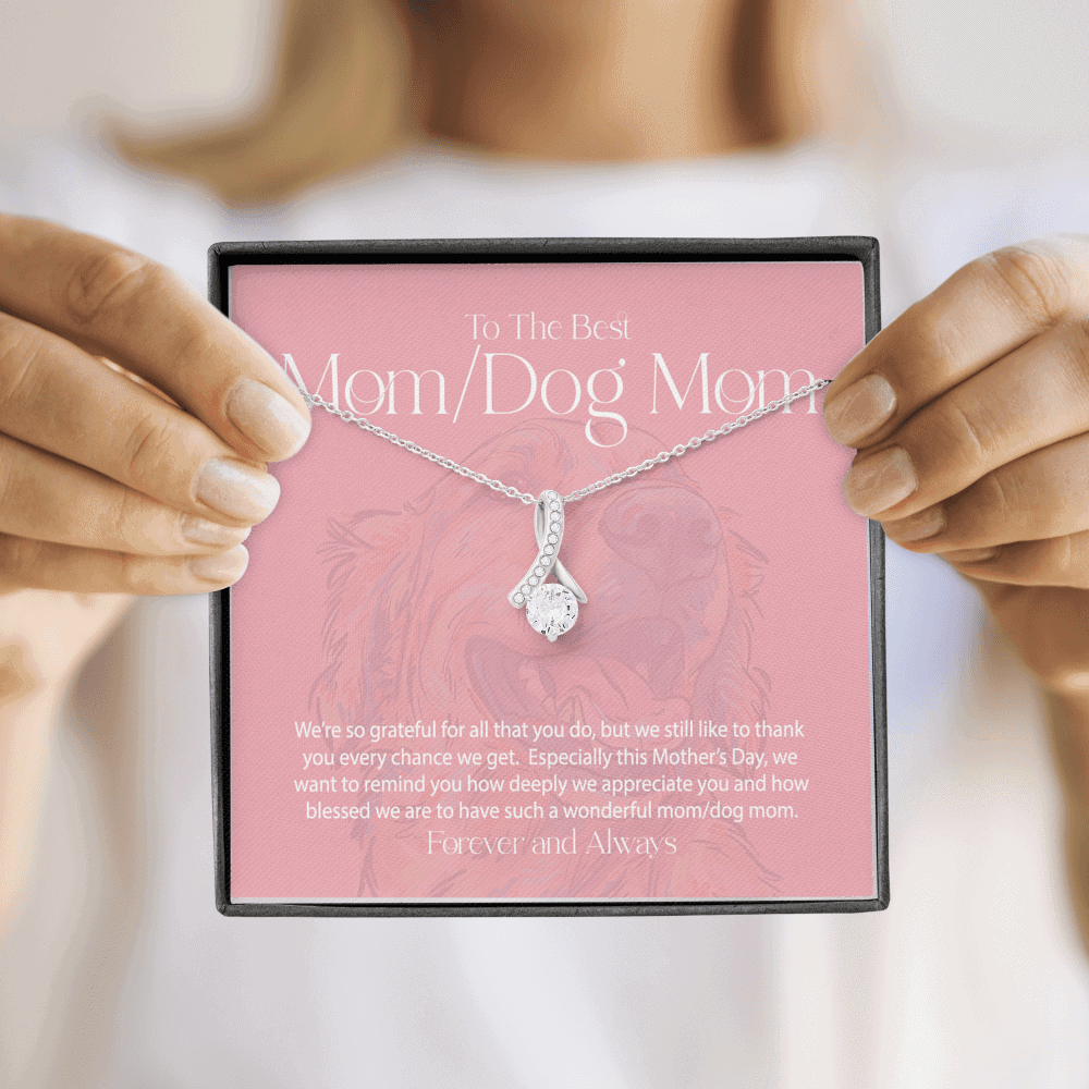 Alluring Beauty Necklace for Mother's Day Golden Retriever, Pink Background