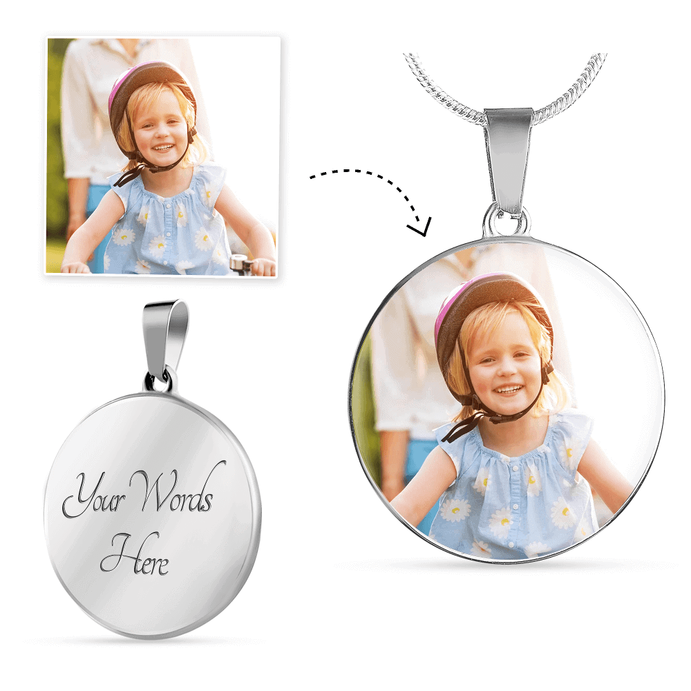 Personalized Photo Upload for Luxury Circle Necklace/Bangle in Silver or 18K Gold Finish