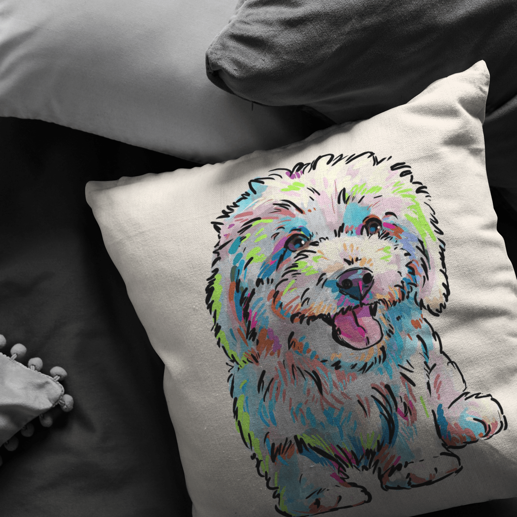 Bichon Frise Pillow Cover Only One Sided Print, No Insert Included, No Home is Complete Without a Bichon Frise,