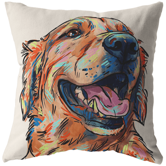Golden Retriever Pillow Cover Only One-Sided Print - No Insert Included