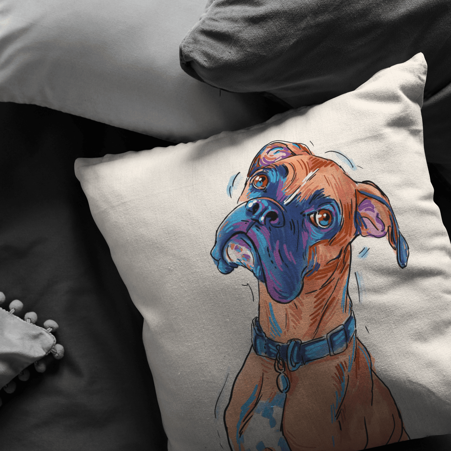 Boxer Dog Pillow Cover Only One Sided Print, No Insert Included, No Home is Complete Without a Boxer,