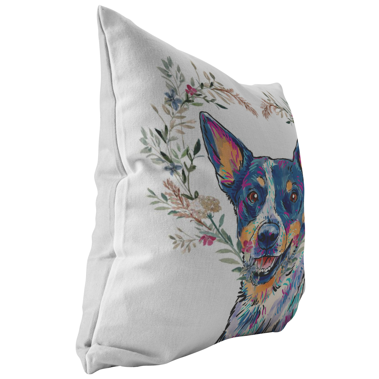 Australian Cattle Dog Blue Heeler Pillow with Heart Wreath