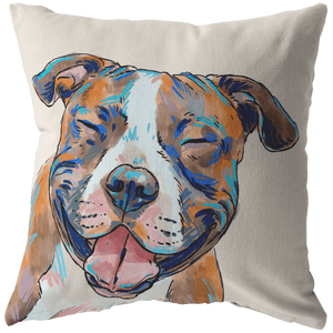 Staffordshire Terrier Pillow Cover Only One Sided Print, No Insert Included, No Home is Complete Without a Staffy,