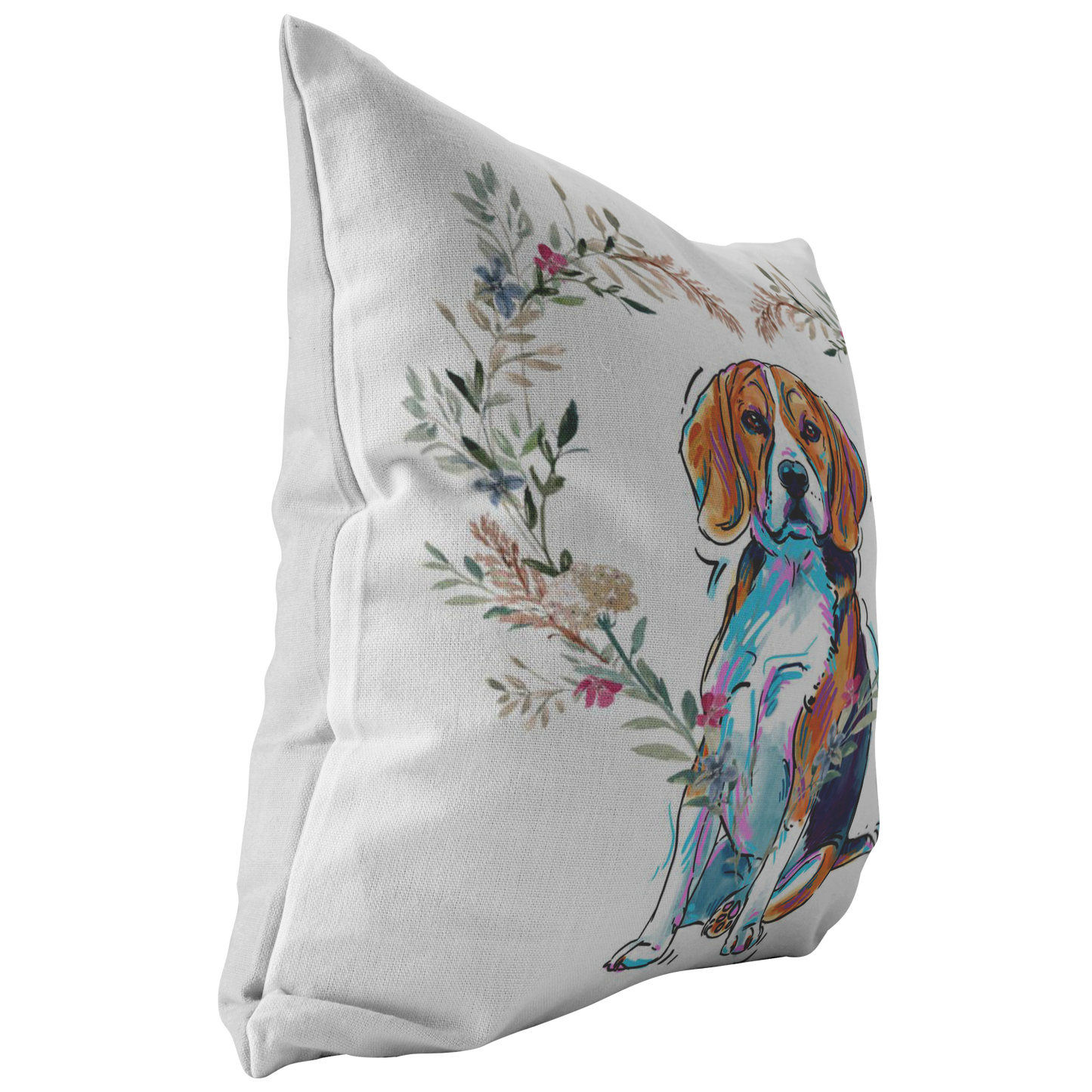 Beagle Pillow with Heart Wreath